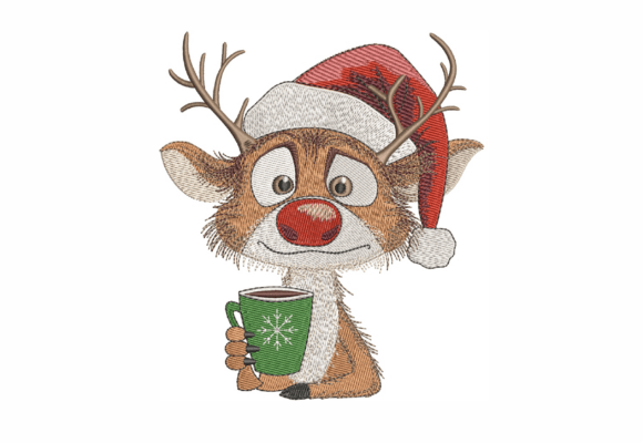 Funny Deer: A Playful, Festive Embroidery Design for Holiday Makers