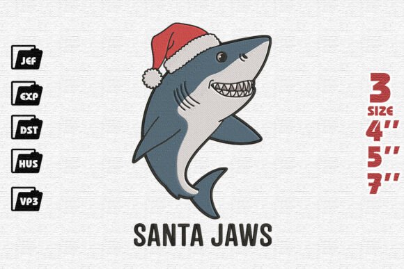 Santa Jaws: A Playful Holiday Embroidery Gem